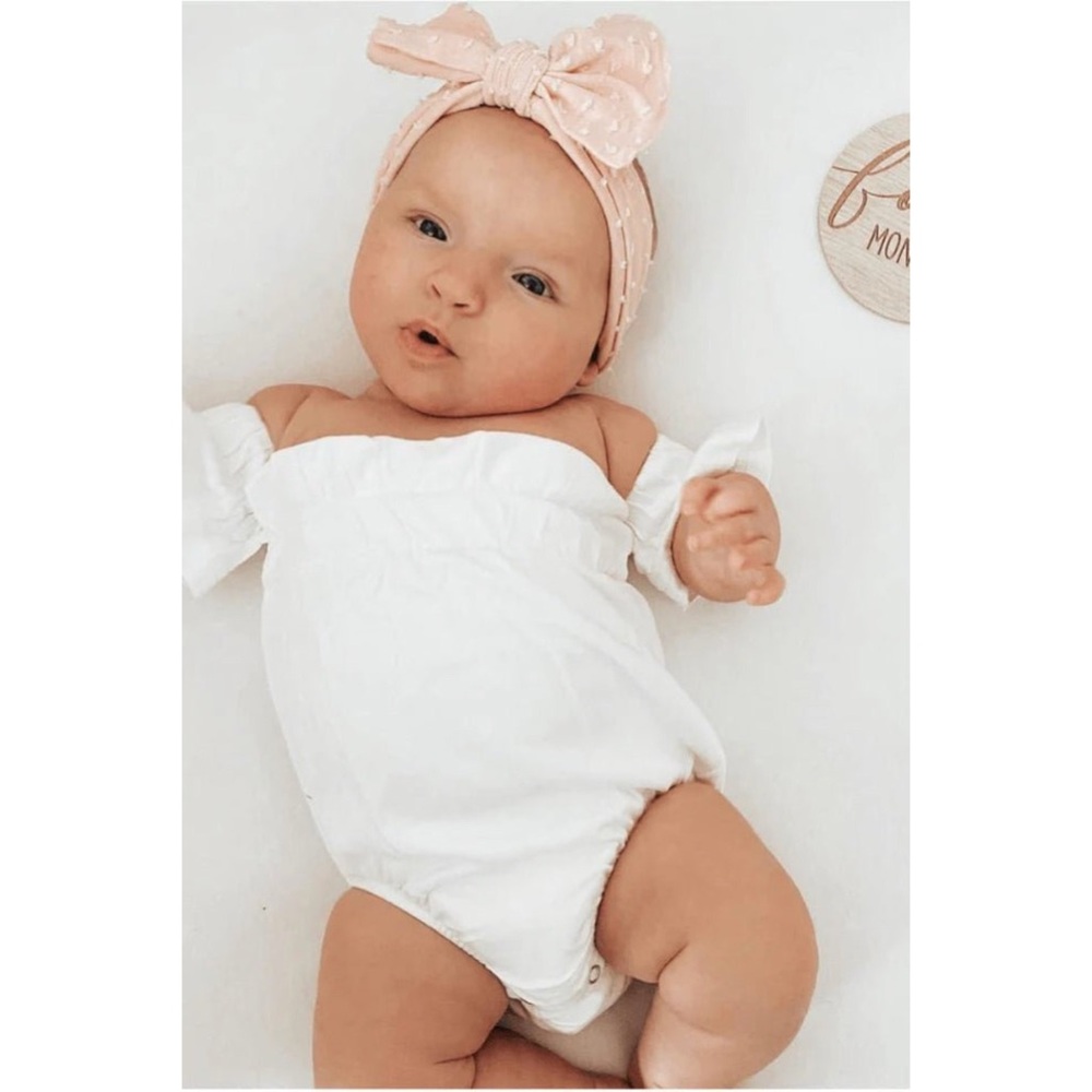 Bailey’s Blossoms - Karli Cold Shoulder Flutter Sleeve Leotard in White